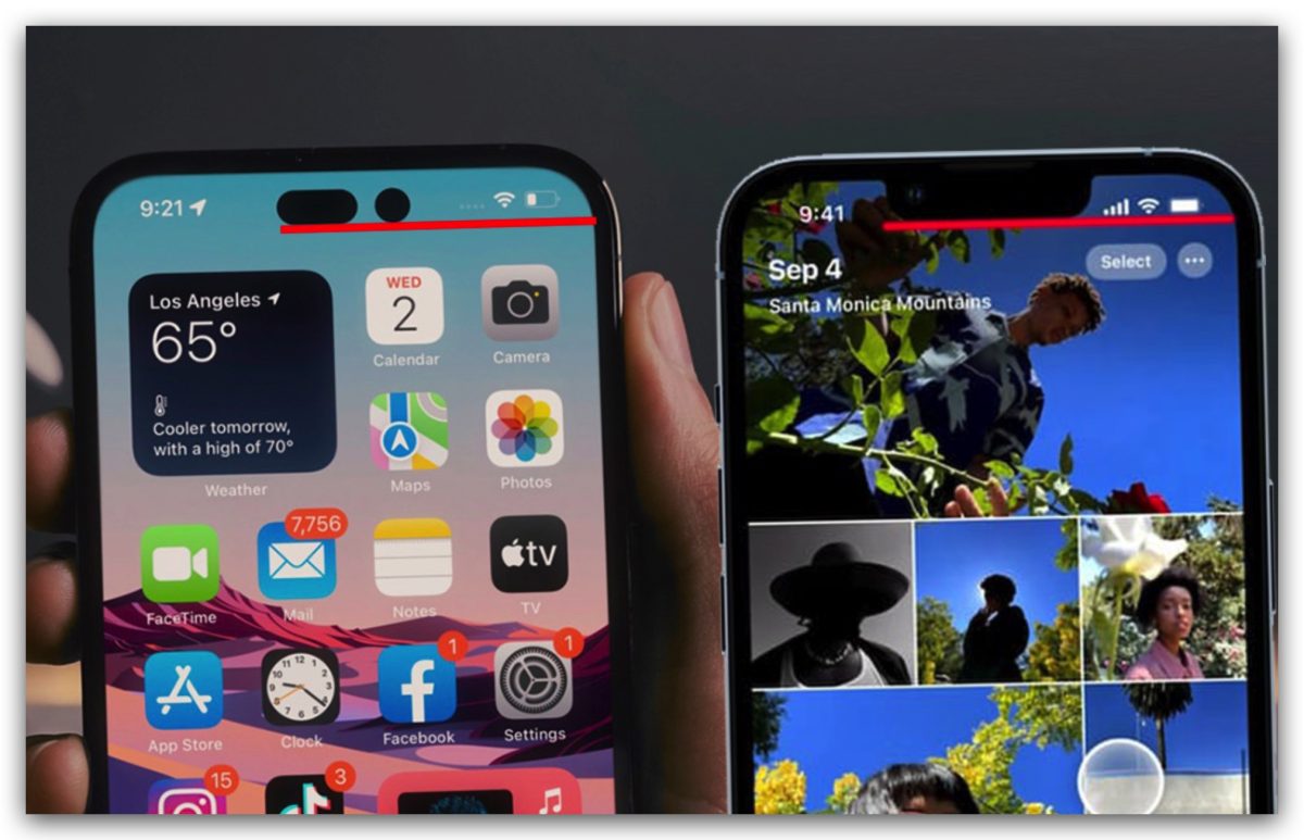 没了浏海的 iPhone 14 用起来是这种感觉，这 2 张实拍照你看的习惯吗？ 第5张