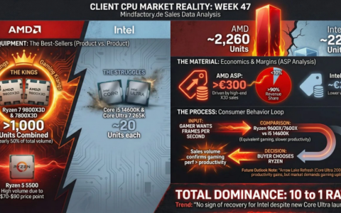 Mindfactory AMD CPU 销售数量达 Intel 10 倍，市占营收高达 93%
